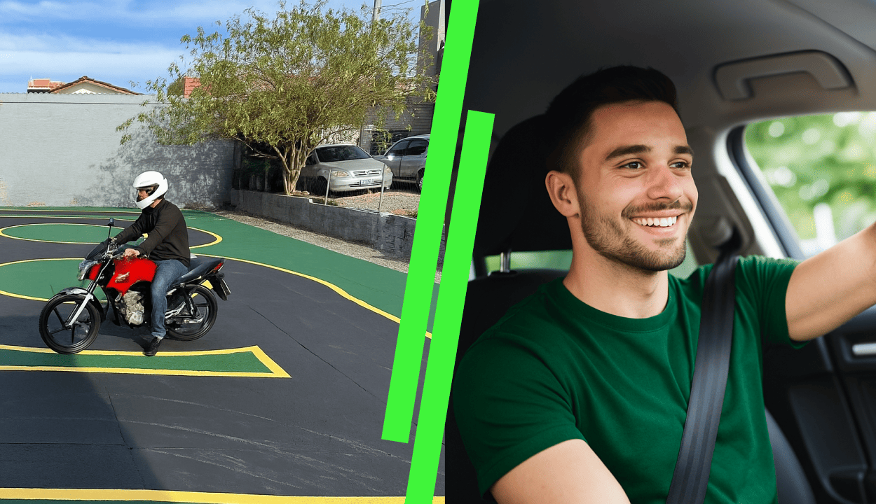 Jovem feliz com a chave do carro, pronto para tirar a CNH